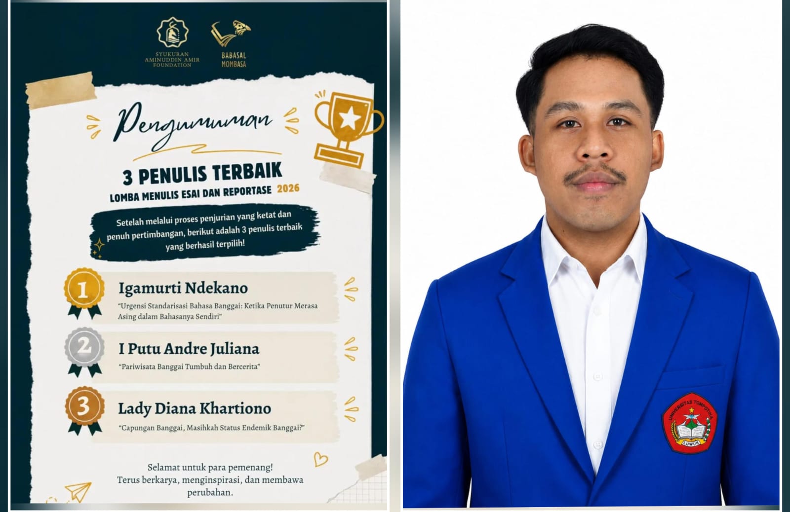 Selamat! Putu Andre, Dosen FEB Untika Masuk Tiga Penulis Terbaik dalam Lomba Esai dan Reportase Tahun 2026